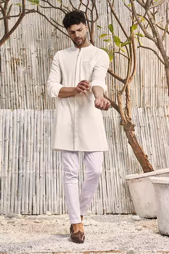 Off-White Dobby Cotton Kurta Set