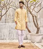 Pastel Yellow Dobby Cotton Kurta