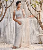 Steel Grey Organza Saree