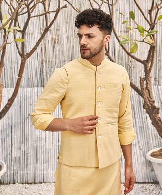 Pastel Yellow Dobby Cotton Jacket 2