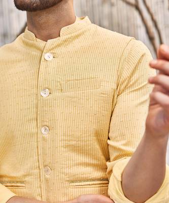 Pastel Yellow Dobby Cotton Jacket 3