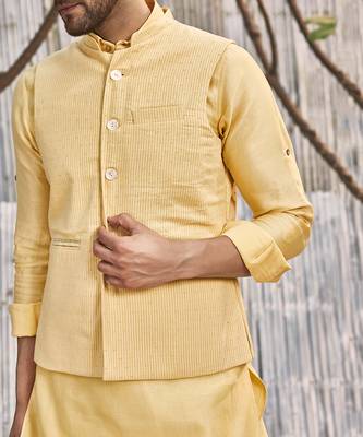 Pastel Yellow Dobby Cotton Jacket 4