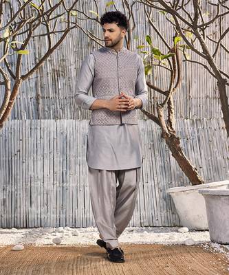 Steel Grey Schiffli Jacket 1