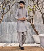 Steel Grey Schiffli Jacket