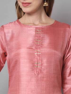 Baby-pink jacquard cotton silk Kurta Pant With Dupatta 2