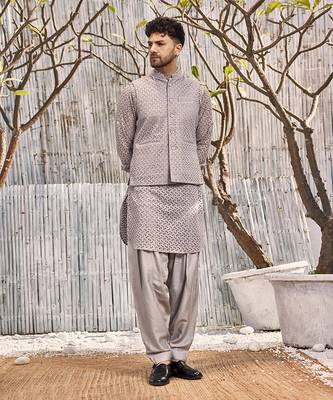 Steel Grey Schiffli Jacket 3