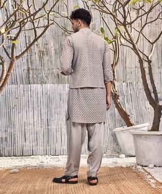 Steel Grey Schiffli Jacket 4