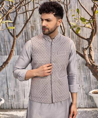 Steel Grey Schiffli Jacket 5