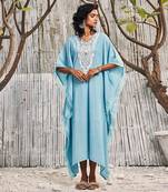 Tropical Blue Dobby Cotton Kaftan