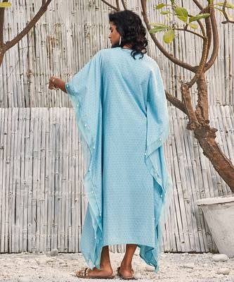 Tropical Blue Dobby Cotton Kaftan 3