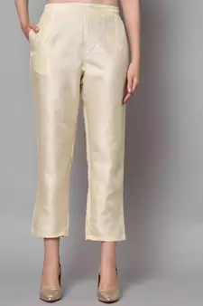 Cream jacquard cotton silk Kurta Pant With Dupatta