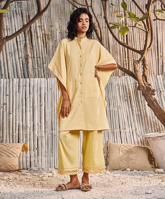 Sunshine Yellow Dobby Cotton Kaftan 1