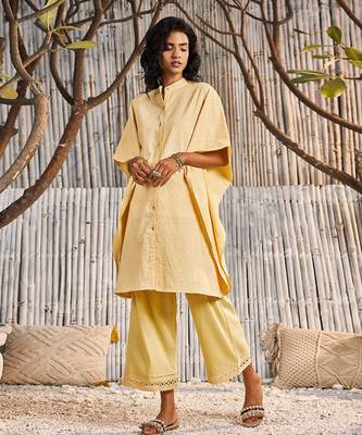 Sunshine Yellow Dobby Cotton Kaftan 2