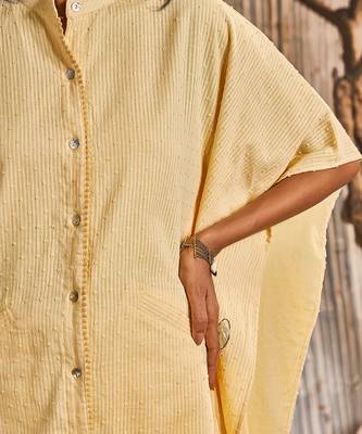 Sunshine Yellow Dobby Cotton Kaftan 4