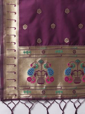 Purple jacquard cotton silk Kurta Pant With Dupatta 3