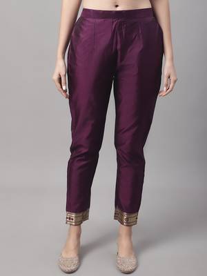 Purple jacquard cotton silk Kurta Pant With Dupatta 4