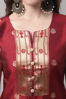 Maroon jacquard cotton silk salwar