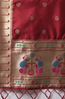 Maroon jacquard cotton silk salwar