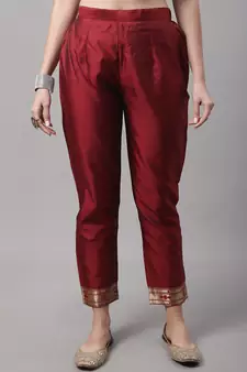 Maroon jacquard cotton silk salwar