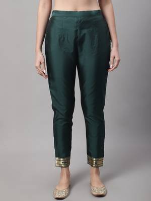 Dark-green jacquard cotton silk Kurta Pant With Dupatta 5