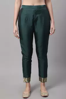 Dark-green jacquard cotton silk Kurta Pant With Dupatta