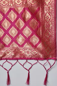 Royal-blue jacquard cotton silk Kurta Pant With Dupatta