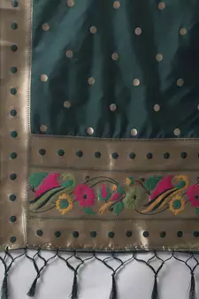 Dark-green jacquard cotton silk Kurta Pant With Dupatta