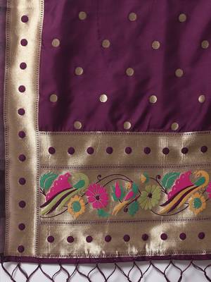 Purple jacquard cotton silk Kurta Pant With Dupatta 3