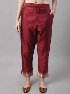 Maroon jacquard cotton silk Kurta Pant With Dupatta 3