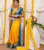 YELLOW BEAUTIFUL  BRIDAL SILK SAREE