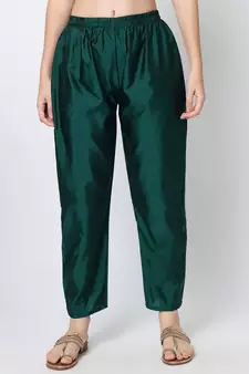Dark-green jacquard cotton silk Kurta Pant With Dupatta