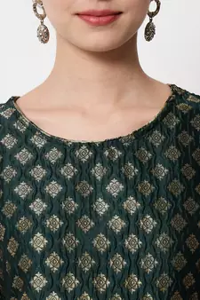Dark-green jacquard cotton silk Kurta Pant With Dupatta