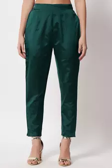Dark-green jacquard cotton silk Kurta Pant With Dupatta