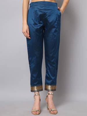 Navy-blue jacquard cotton silk Kurta Pant With Dupatta 4
