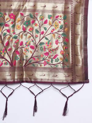 Purple jacquard cotton silk Kurta Pant With Dupatta 3