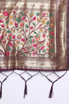 Purple jacquard cotton silk Kurta Pant With Dupatta
