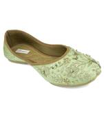 Desi Colour Hand embroidered Ethnic Party Wear Footwear-Sea Green Emb