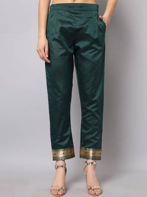 Dark-green jacquard cotton silk Kurta Pant With Dupatta 3