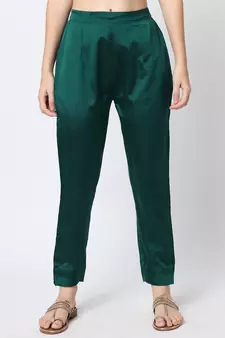 Dark-green jacquard cotton silk Kurta Pant With Dupatta