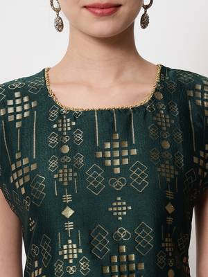 Dark-green jacquard cotton silk Kurta Pant With Dupatta 2