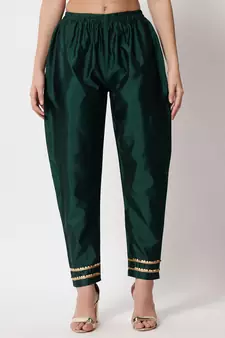 Dark-green jacquard cotton silk Kurta Pant With Dupatta