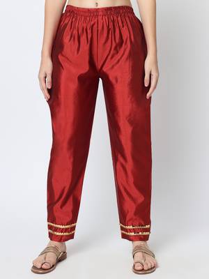 Maroon jacquard cotton silk Kurta Pant With Dupatta 4