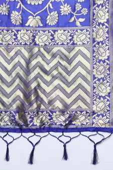Aqua-blue jacquard cotton silk Kurta Pant With Dupatta