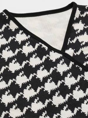 Popwings Women Black & White Sleeveless Printed Knee Length Bodycon Dress 7