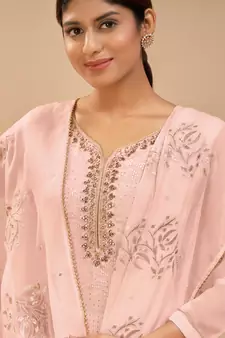Light Pink Georgette Embroidered Straight Suits
