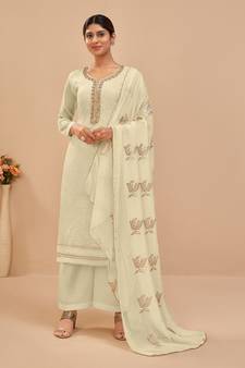 Pastel Georgette Embroidered Straight Suits