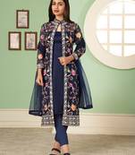 Navy Blue Georgette Embroidered Pakistani Salwar Kameez