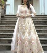 White Net Embroidered Anarkali Salwar Kameez