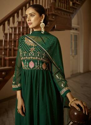 Green Georgette Embroidered Anarkali Salwar Kameez 2