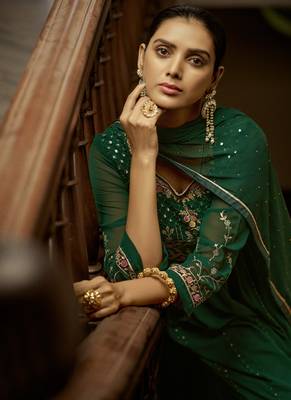 Green Georgette Embroidered Anarkali Salwar Kameez 3